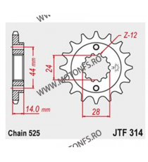 JT - Pinion (fata) JTF314RB (garnitura cauciuc), 16 dinti - XRV750 Africa Twin 1990-2003 101-552-16-2 / 726.00.86 JT Sprocket...