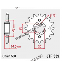 JT - Pinion (fata) JTF339RB (garnitura cauciuc) 16 dinti - VFR750/800 CBX750F 105-669-16-2 / 726.20.74 JT Sprockets JT Sprock...