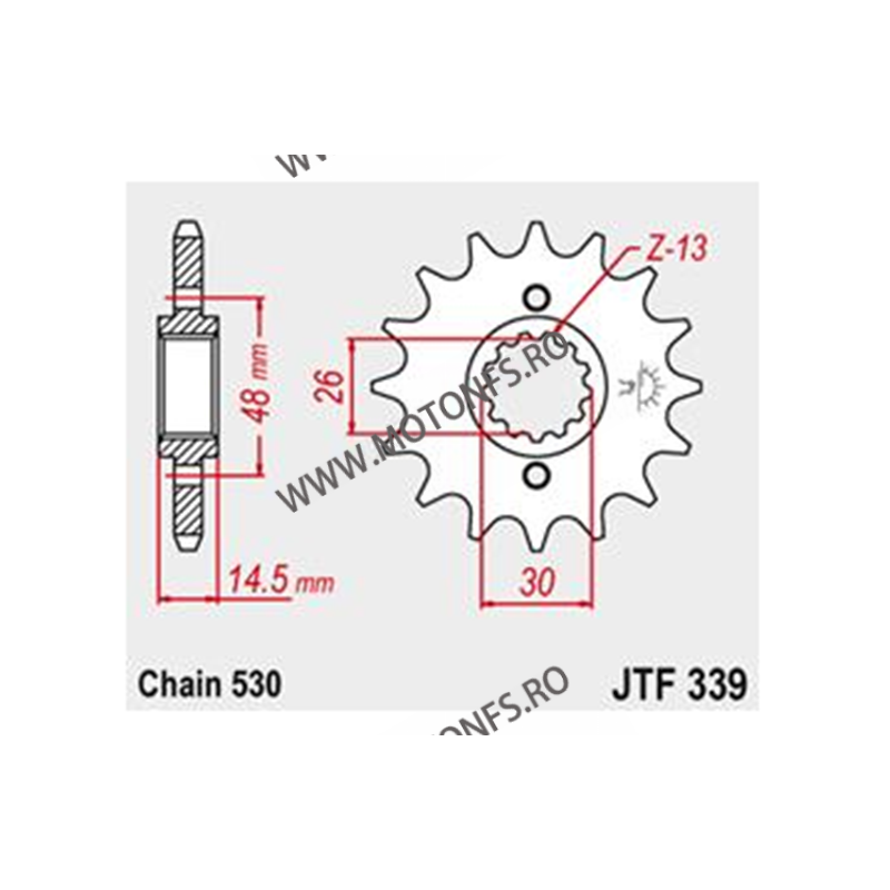 JT - Pinion (fata) JTF339RB (garnitura cauciuc) 16 dinti - VFR750/800 CBX750F 105-669-16-2 / 726.20.74 JT Sprockets JT Sprock...