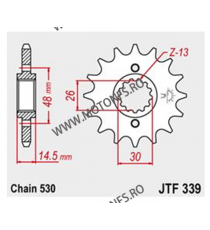 JT - Pinion (fata) JTF339RB (garnitura cauciuc), 17 dinti - CB900/1000/CBR1100/VFR800 105-669-17-2 / 726.22.07 JT Sprockets J...