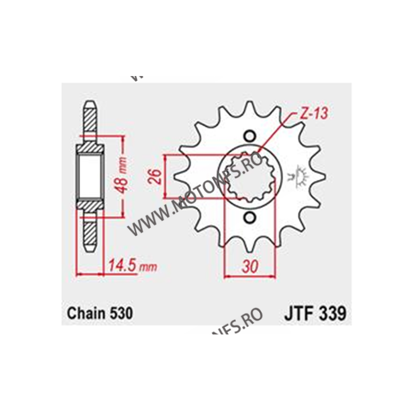 JT - Pinion (fata) JTF339RB (garnitura cauciuc), 17 dinti - CB900/1000/CBR1100/VFR800 105-669-17-2 / 726.22.07 JT Sprockets J...