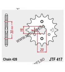 JT - Pinion (fata) JTF417, 14 dinti - KMX125 1986-/RM80/RM85/YZ80 104-324-14 / 726.98.48 JT Sprockets JT Sprockets Pinion 25,...