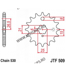 JT - Pinion (fata) JTF509, 15 dinti - Z440LTD/Z400 2Zyl. 104-622-15 / 726.22.23 JT Sprockets JT Sprockets Pinion 61,00 lei 61...