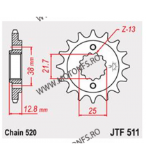 Pinion fata JT JTF 511-15RB 15T, 520 rubber cushioned 726.511-15RB JT Sprockets JT Sprockets Pinion 79,00 lei 79,00 lei 66,39...