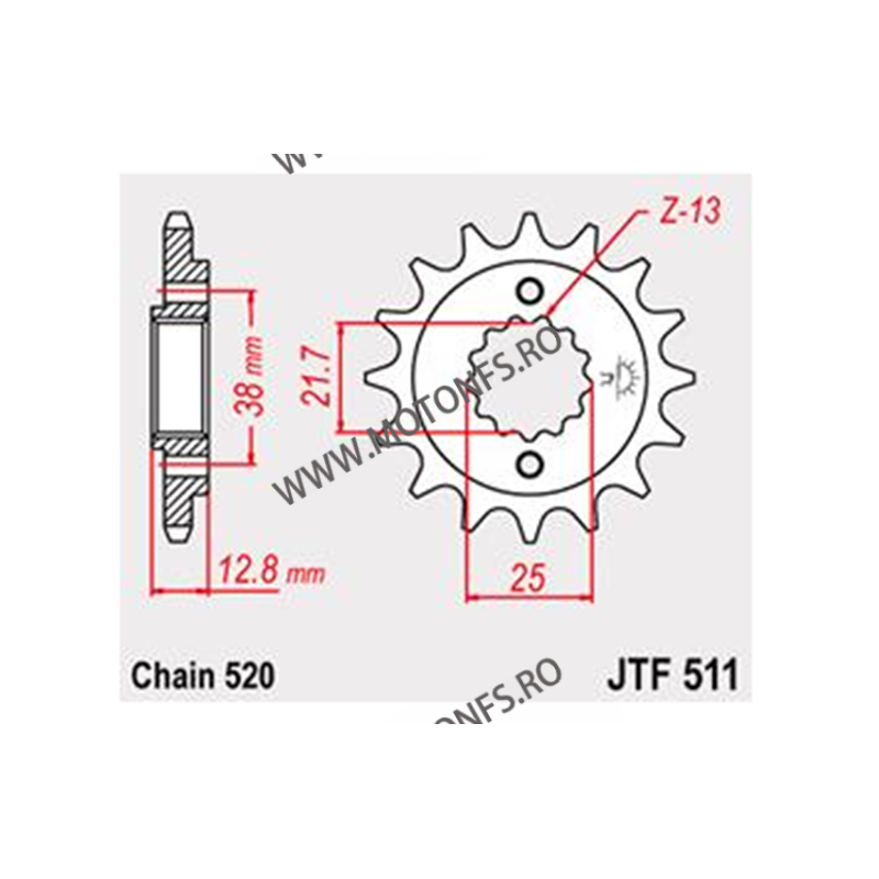 Pinion fata JT JTF 511-15RB 15T, 520 rubber cushioned 726.511-15RB JT Sprockets JT Sprockets Pinion 79,00 lei 79,00 lei 66,39...