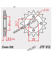 Pinion fata JT JTF 512-15RB 15T, 520 rubber cushioned 104-463-15 / 726.17.12 JT Sprockets JT Sprockets Pinion 63,00 lei 63,00...