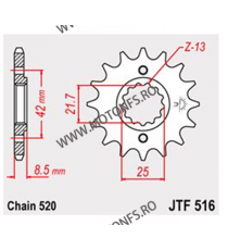 JT - Pinion (fata) JTF516RB (garnitura cauciuc), 16 dinti - GS500E 1994-/GS500F 2004- 104-464-16-2 / 726.80.14 JT Sprockets J...