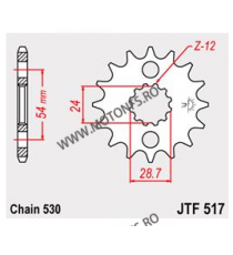 JT - Pinion (fata) JTF517, 16 dinti - GPZ750R 1985-/Zephyr1100 104-655-16 / 726.20.09 JT Sprockets JT Sprockets Pinion 59,00 ...