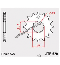 JT - Pinion (fata) JTF520, 15 dinti - DL650/SV650/W650/Raptor650 105-563-15 j JT Sprockets JT Sprockets Pinion 49,00 lei 49,0...