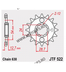 JT - Pinion (fata) JTF522, 15 dinti - Z1000J/R GPZ1100/Z1100R1 104-856-15 / 726.25.20 JT Sprockets JT Sprockets Pinion 117,00...