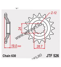 JT - Pinion (fata) JTF526, 15 dinti - GPZ 1000RX Umbau Kette 630 104-853-15 / 726.05.08 JT Sprockets JT Sprockets Pinion 131,...