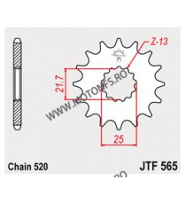 JT - Pinion (fata) JTF565RB (garnitura cauciuc), 15 dinti - Versys650/GS500E 2-Zyl/YZ&WR 102-461-15-2 / 726.16.88 JT Sprocket...