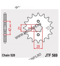 JT - Pinion (fata) JTF569, 15 dinti - KLX250/KX250-1998/KX500-2005 105-427-15 / 726.26.94 JT Sprockets JT Sprockets Pinion 51...