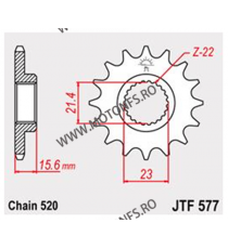 JT - Pinion (fata) JTF577RB (garnitura cauciuc), 15 dinti - XT500/600/TT600/SZR&XTZ660 102-481-15-2 / 726.62.65 JT Sprockets ...