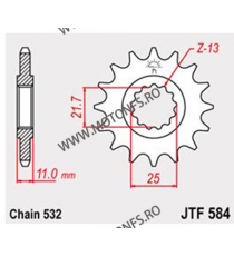 JT - Pinion (fata) JTF584, 16 dinti - FZR1000 1987+1988/YZF750/YZF-R6 102-764-16 / 726.62.73 JT Sprockets JT Sprockets Pinion...