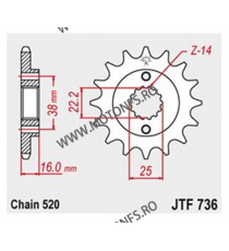 JT - Pinion (fata) JTF736, 14 dinti - Ducati 748Biposto/E/RS/SP/750 105-451-14 / 726.02.84 JT Sprockets JT Sprockets Pinion 1...