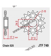 JT - Pinion (fata) JTF749, 15 dinti - Ducati Panigale 1199/1299 105-509-15 / 726.749.15 JT Sprockets JT Sprockets Pinion 98,0...