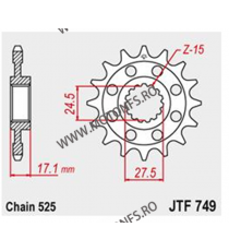 JT - Pinion (fata) JTF749, 16 dinti - Ducati Panigale 1103 2018- 105-509-16 / 726.749-16 JT Sprockets JT Sprockets Pinion 98,...