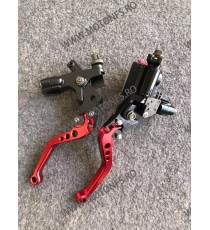 22MM Set Maneta Scurte reglabila frana / ambreiaj ＋ Pompa Hidraulica ＋prindere Oglinda Rosu OOBGD OOBGD  Maneta Cu Prindere G...