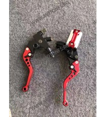 22MM Set Maneta Scurte reglabila frana / ambreiaj ＋ Pompa Hidraulica ＋prindere Oglinda Rosu OOBGD OOBGD  Maneta Cu Prindere G...