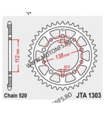 JT - Foaie (spate) Aluminiu JTA1303, 48 dinti -YAMAHA	600	YZF600 R6	1999 - 2002 110-454-48 / 728.1303-48BLK  JT Foi Spate 185...