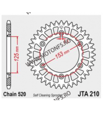 JT - Foaie (spate) Aluminiu JTA210, 48 dinti -CRF150 F CR250 R CRF250 R XR250 CRF450 R XR650 R 110-466-48  JT Foi Spate 175,0...
