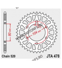 JT - Foaie (spate) Aluminiu JTA478, 40 dinti - ZX-6R ZX-6R 636 / ZX-6RR 600 Z1000 /ABS ZX-10R 1000 110-462-40  JT Foi Spate 1...
