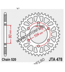 JT - Foaie (spate) Aluminiu JTA478, 40 dinti - ZX-6R ZX-6R 636 / ZX-6RR 600 Z1000 /ABS ZX-10R 1000 110-462-40 / 728.478-40BLK...