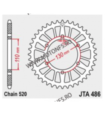 JT - Foaie (spate) Aluminiu JTA486, 42 dinti - EX300 Ninja Z300 ER-5 GPZ500 S 110-465-42 / 728.486-42BLK  JT Foi Spate 161,00...