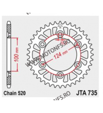 JT - Foaie (spate) Aluminiu JTA735, 37 dinti - Ducati 750 SS 851 888 SP /SP4 /SPS 888 SP5 888 Strada 900 FE 900 SL 110-460-37...