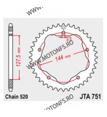 JT - Foaie (spate) Aluminiu JTA751, 42 dinti - Ducati - cu Adaptor 110-002, lant 520 800 Monster S2R /Dark Hypermotard 1100 /...