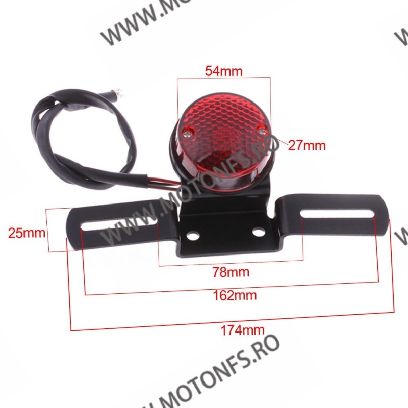 Stop Frana / Lampa Spate Lumina Numar Moto Universal Cafe Racer Cromat Chooper Bobber Yamaha Kawasaki Honda Suzuki JNN98 JNN9...