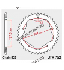 JT - Foaie (spate) Aluminiu JTA752, 41 dinti - Ducati - cu Adaptor 110-002, lant 525 796 Hypermotard Hypermotard 1100 Evo 110...