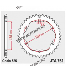 JT - Foaie (spate) Aluminiu JTA761, 38 dinti - Ducati - cu Adaptor 110-003, lant 004 1098 1098 R 1098 S 1098 Streetfighter /S...