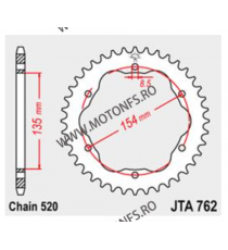 JT - Foaie (spate) Aluminiu JTA762, 40 dinti - Ducati - cu Adaptor 110-003, lant 520 1199 Panigale 1299 Panigale / R 110-403-...