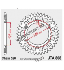 JT - Foaie (spate) Aluminiu JTA808, 48 dinti - Suzuki RM250 RM-Z 250 DR350 [US] 110-468-48 / 728.808-48BLK  JT Foi Spate 175,...