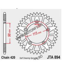 JT - Foaie (spate) Aluminiu JTA894, 46 dinti - KTM 65SX 1998-2002 110-258-46  JT Foi Spate 146,00 lei 146,00 lei 122,69 lei 1...