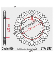 JT - Foaie (spate) Aluminiu JTA897, 52 dinti - KTM EXC250-F Enduro Euro5 MX250 350EXC-F 450 505 110-464-52 / 728.897-52BLK  J...