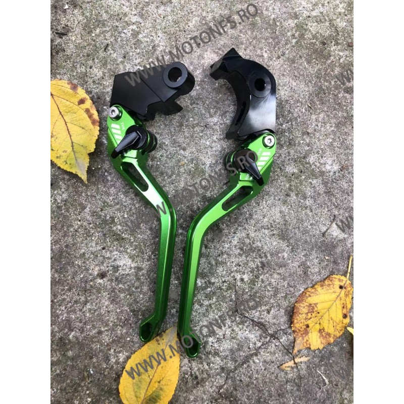 Kawasaki ZX6R/636 ZX10R Z1000 Z750R Z1000 Set Manete Lungi 5D 3 - 4 Degete Prelucrare Cnc Verde Cu Chieta Negre 0TQJC MSV5D-F...