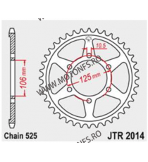 JT - Foaie (spate) JTR2014, 37 dinti - 1200 Bonneville T120 2016-2021 /Bonneville Bobber / Speedmaster / Bobber Black 115-569...