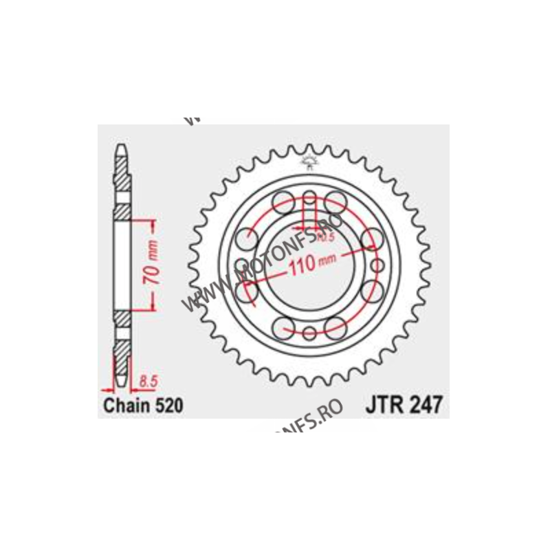 JT - Foaie (spate) JTR247, 36 dinti - Honda CB400 N	1981 - 1982 CM400 T	1981 - 1983 111-443-36  JT Foi Spate 122,00 lei 122,0...