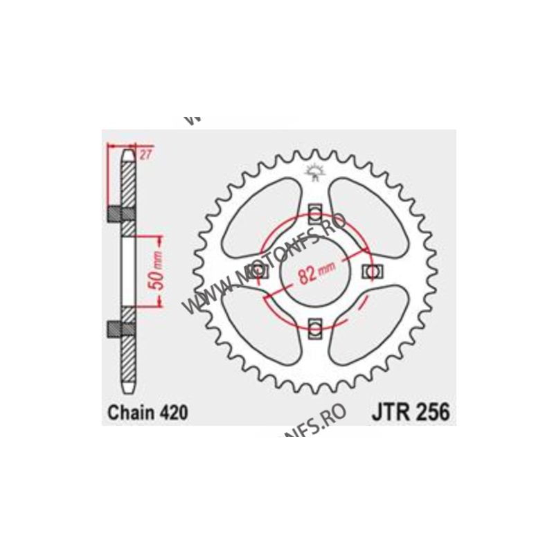 JT - Foaie (spate) JTR256, 43 dinti - Honda CY50 (int. 50mm) SS 50 XL50 1977-1984 111-201-43  JT Foi Spate 93,00 lei 93,00 le...