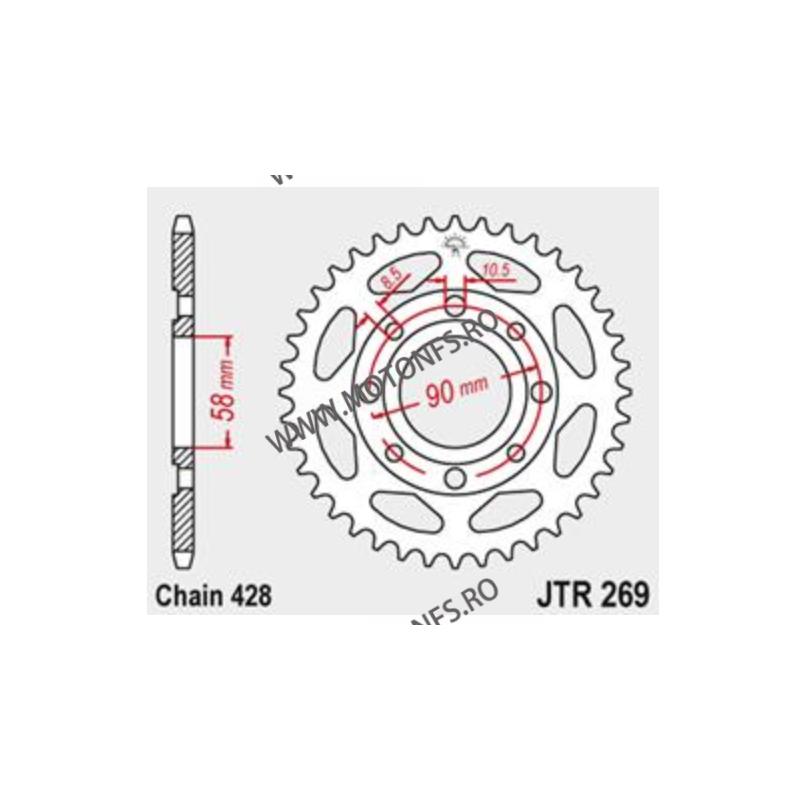 JT - Foaie (spate) JTR269, 43 dinti - HONDA 125	CM125 C Custom	1982 - 1985 115-341-43/115-341-43-1  JT Foi Spate 78,00 lei 78...