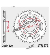 JT - Foaie (spate) JTR279, 31 dinti - HONDA CB250 Twofifty	1992 - 1998 CMX250/CB250 R Rebel	1996 - 1999 111-441-31  JT Foi Sp...