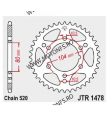 JT - Foaie (spate) JTR478, 43 dinti -Kawasaki ZX-6R Ninja ZX-6R 636 / ZX-6RR 600 ZX-6R 636 Ninja Z750 /S Z750 R 114-463-43-1 ...