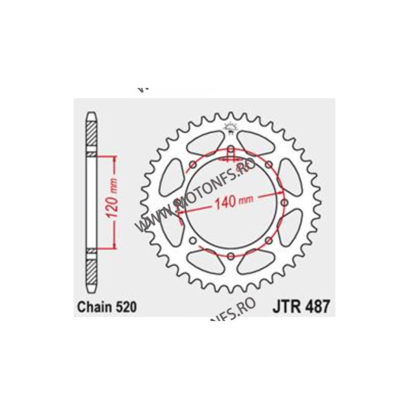 JT - Foaie (spate) JTR487, 43 dinti -Kawasaki KLX650 C KLX650 R KLR650 KLR650 Tengai 114-482-43/114-482-43-1  JT Foi Spate 11...