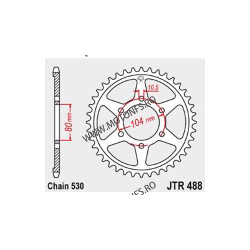 JT - Foaie (spate) JTR488, 38 dinti -Z400 Z500 F KZ 550 KZ 550 GP KZ 550 LTD KZ GPZ550 Unitrak Z750 B Twin Z750 Y LTD (Twin) ...