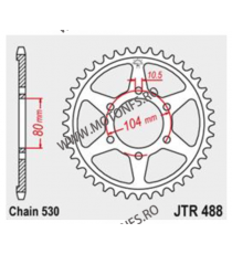 JT - Foaie (spate) JTR488, 42 dinti -Kawasaki Z650 Custom	1978 - 1980 ZXR750 R	1991 - 1992 ZRX1200 R	2001 - 2012 114-663-42  ...