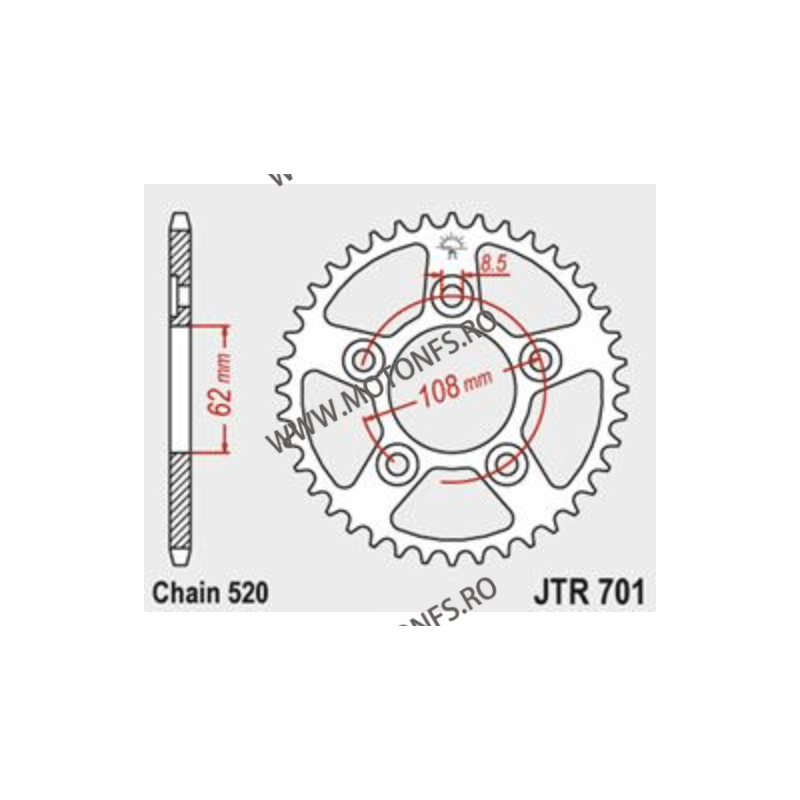 JT - Foaie (spate) JTR701, 39 dinti - Aprilia Pegaso 125	1989 - 1999 RS125 Extrema/Replica	1992 - 2005 115-452-39  JT Foi Spa...