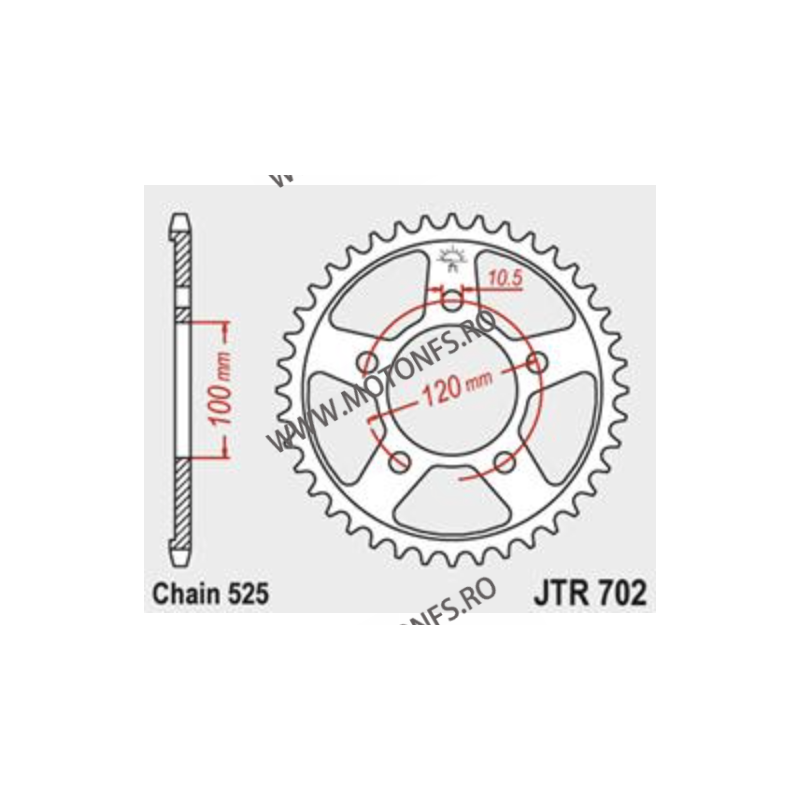 JT - Foaie (spate) JTR702, 42 dinti - APRILIA RSV1000 Mille /R RSV4 Tuono R APRC Tuono V4 1100 Factory / RR Caponord Dorsodur...